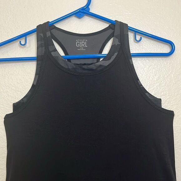 ATHLETA GIRL TANK race back black/camo Sz L(12) - Picture 4 of 9